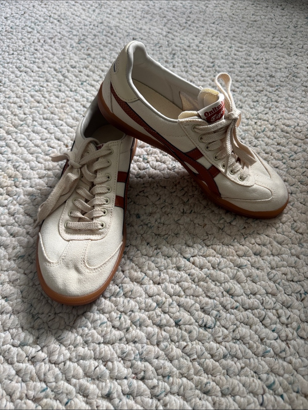 Onitsuka Tiger by Asics Cream Sneakers with Rust Stripes